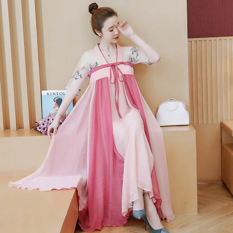 Plus Size Pink Oriental Hanbok Dress Plus Size Gown