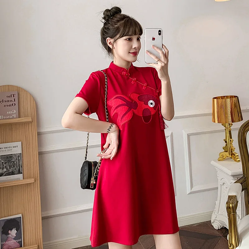 Plus Size Goldfish Cheongsam Dress Formal Plus Dress