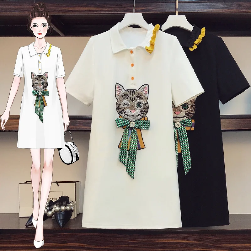 Plus Size Cat Shirt Dress Sexy Plus Dress