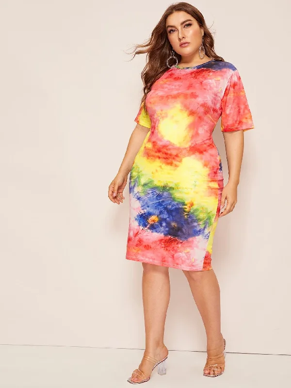 Plus Tie Dye Bodycon Dress Formal Bodycon Dress