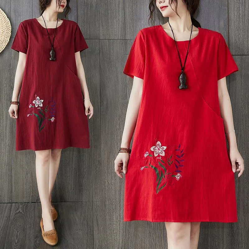 Plus Size Oriental Flower Shift Dress Plus Size Swing