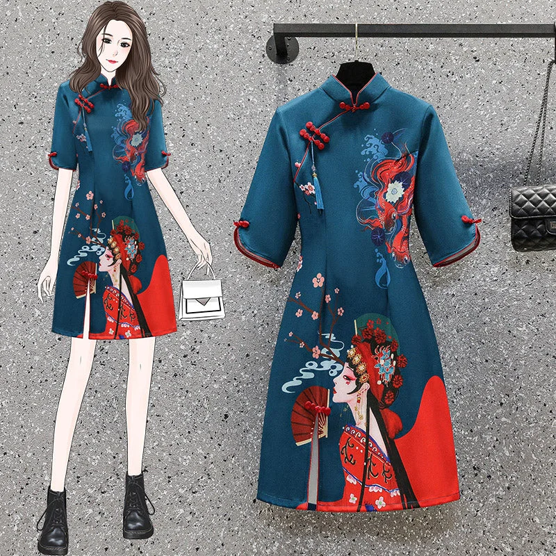 Plus size geisha cheongsam dress Plus Size Blouse