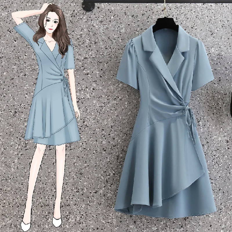 Plus Size Korean Pastel Blue Shirt Dress Plus Size Blouse