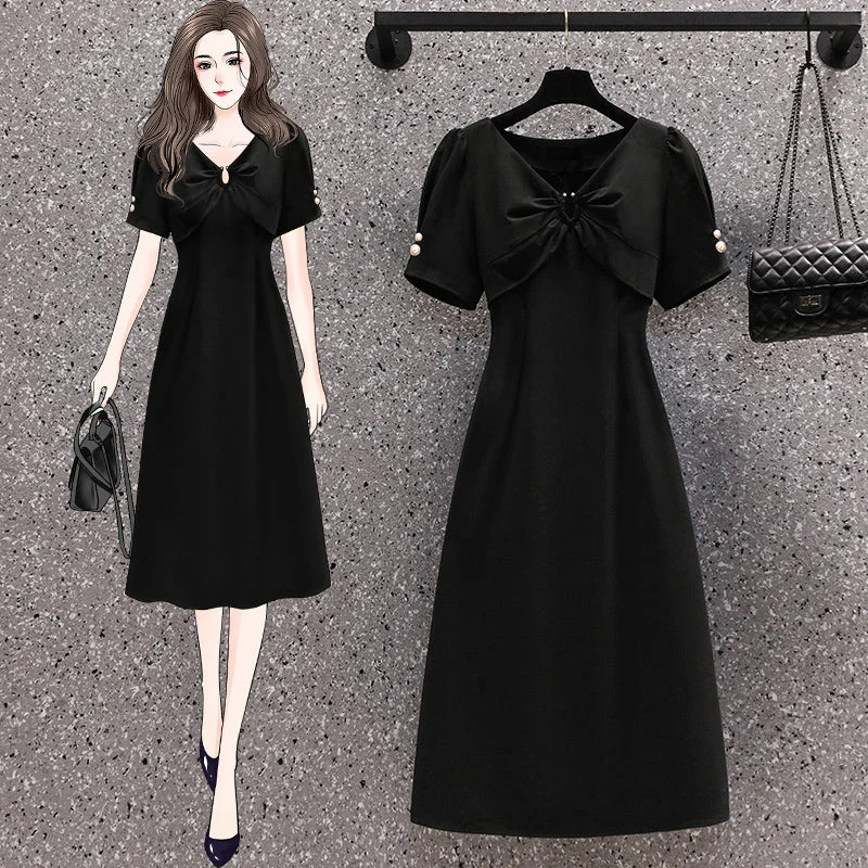 Plus Size Korean Black Dress Plus Size Gown