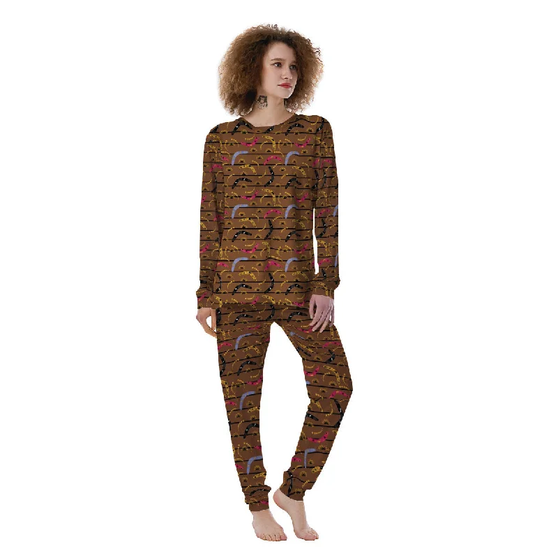 Australian Boomerangs Print Pattern Women's Pajamas Best pajama sets for cold weather