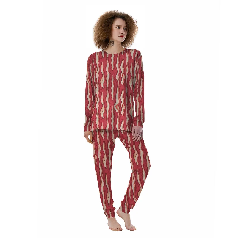 Bacon Texture Print Pattern Women's Pajamas Travel pajama sets