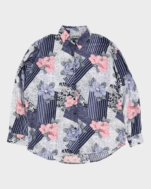 Blue And Pink Patterned Blouse - L Best pajama sets for sensitive skin