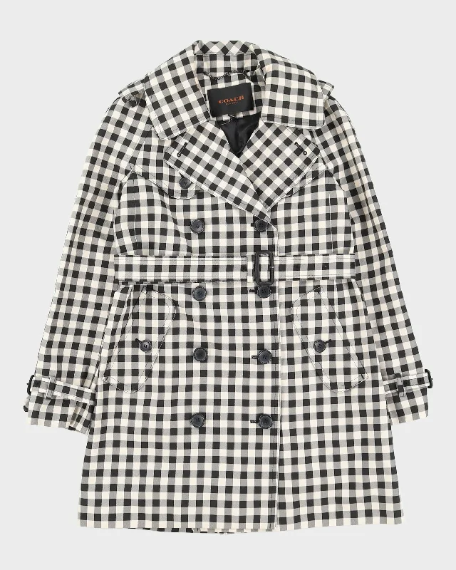 Coach Short Black And White Checked Rain Mac - S Spa pajama sets