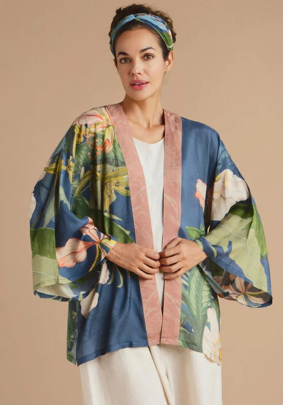 Powder Delicate Tropics Kimono Jacket, Indigo Macy’s pajama sets