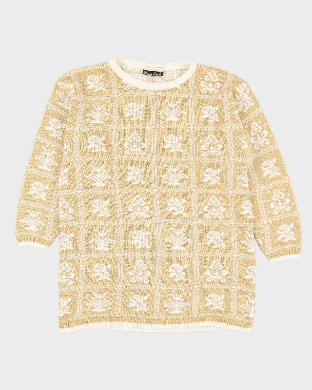 Gold Lurex Patterned Knitted Jumper - M Zara pajama sets