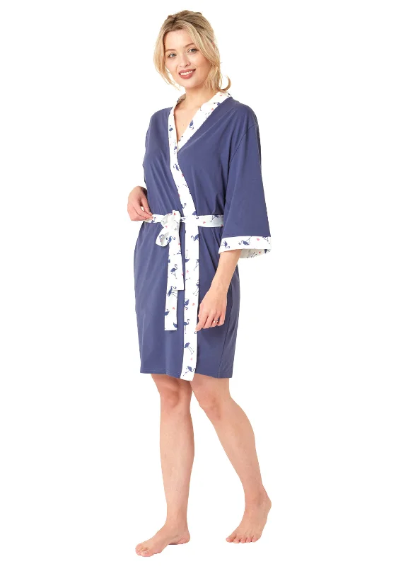 Indigo Sky Flamingo Kimono Robe, Navy Kids' pajama sets