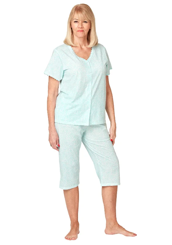 Marlon Zebra Short Sleeve Capri Pyjama Set, Aqua Amazon pajama sets