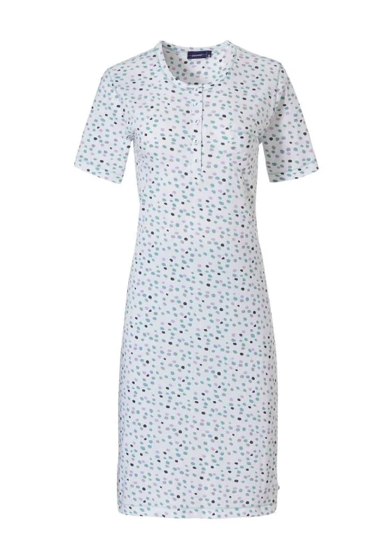 Pastunette Sleeveless Round Neck Dot Nightdress, White Multi Nursing pajama sets