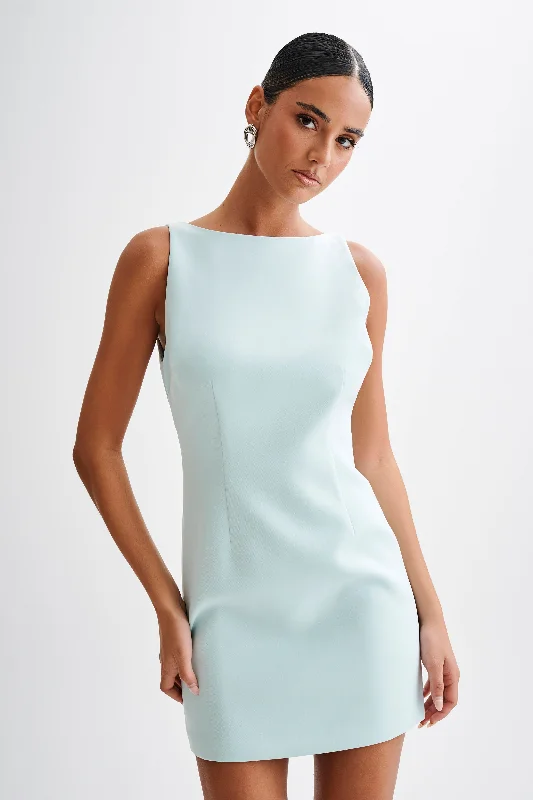 Angela Suiting Mini Dress - Ice Blue Edgy mini dresses