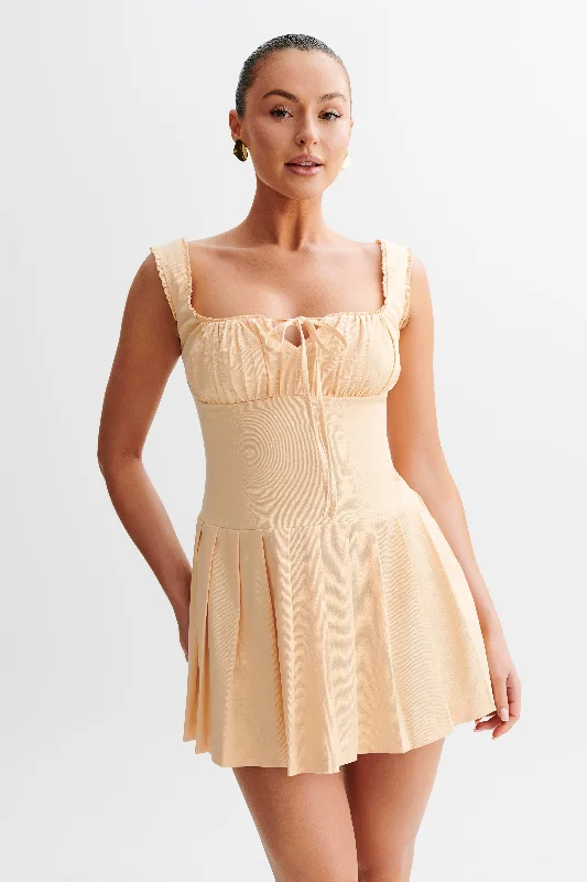 Donna Cotton Ruched Mini Dress - Peach Cocktail mini dresses