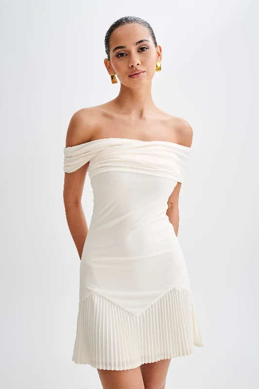 Melina Slinky Off Shoulder Mini Dress - Ivory Best mini dresses for formal events