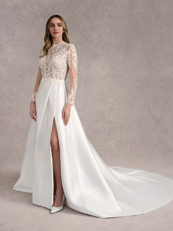 Applique Mikado Slit Bridal Gown by Adrianna Papell 31266 Sleeveless Wedding Dress