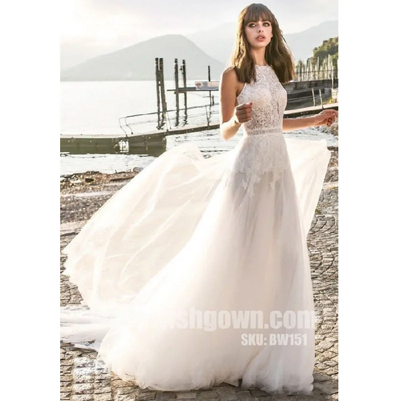 Charming Popular Tulle Lace Elegant Inexpensive Long Wedding Dresses, BW151 Classic Lace Gown