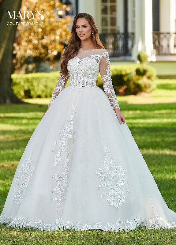 Long Sleeve Wedding Dress by Mary's Bridal MB4096 Lace A-line Dress