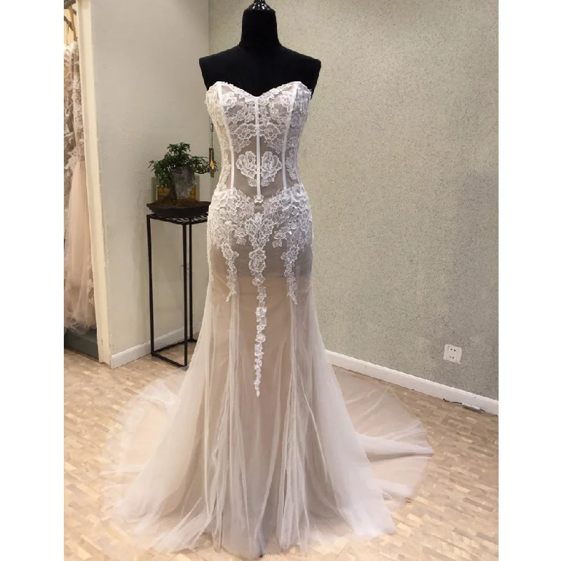 Sweetheart Mermaid Lace Up Back Sexy Cheap Long Wedding Dresses, WG1225 Short Wedding Gown