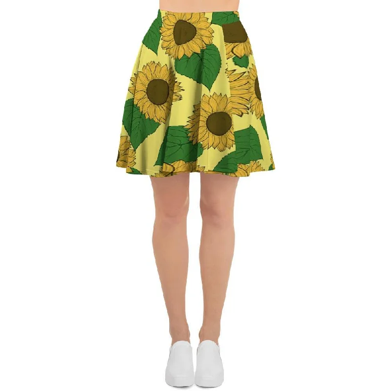 Yellow Sunflower Women's Skirt Velvet unclassified skirts