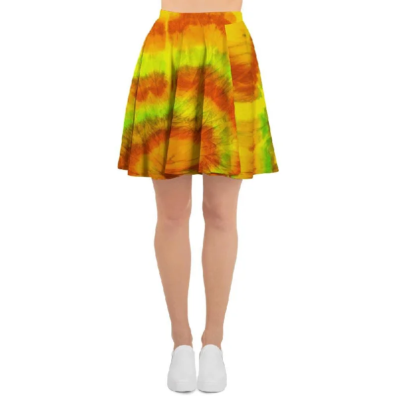 Yellow Tie Dye Women's Skirt Smocked unclassified skirts