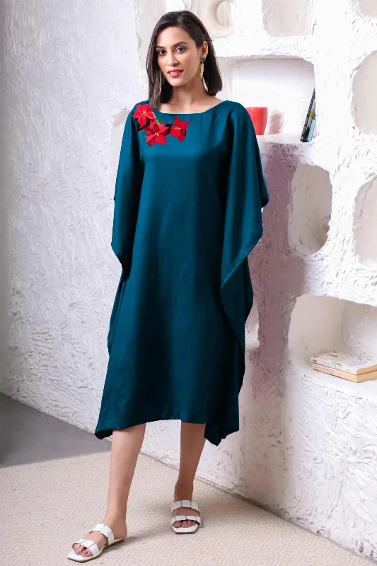 Teal Rayon Long-Kaftan - Vermilion New Year's Eve maxi dresses