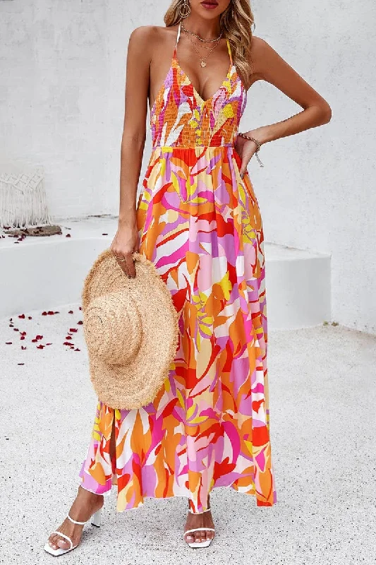 CASUAL HOLIDAY PRINT HALTER MAXI DRESS_CWDMD1123 Expensive maxi dresses