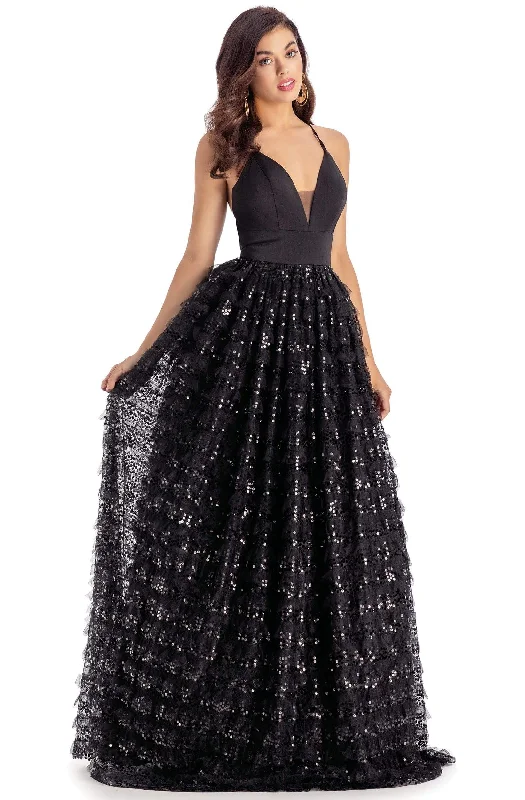 Clarisse - 5145 V-Neck Scoop Back Sequined Tulle Ball Gown Y2K party dresses