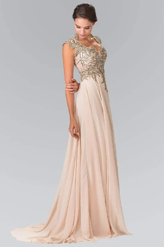 Elizabeth K - GL2229 Gilt Embroidered Bateau A-Line Gown Revolve party dresses