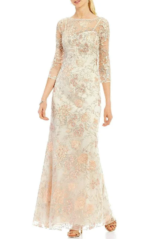 Aidan Mattox - Quarter Sleeve Sheer Embroidered Gown MD1E201009SC Short unclassified dresses