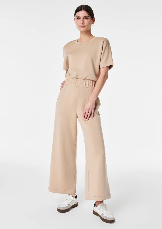 Airessentials Cropped Wide Leg Jumpsuit- Tahini Beach unclassified dresses