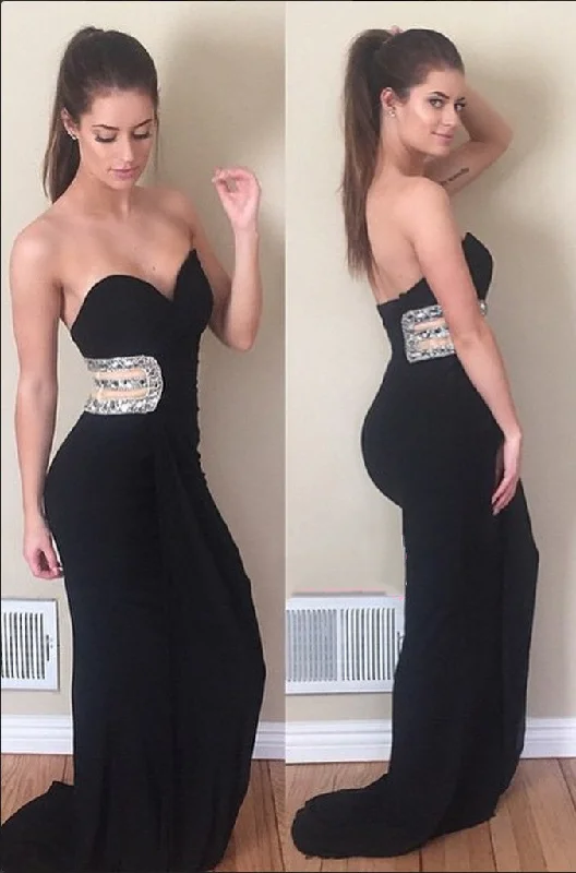 Black Stretchy Sweetheart Sheath Prom Dress, PD2303210 Engagement unclassified dresses