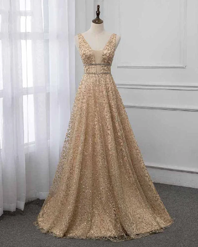 Bling Bling Gold /Champagne A Line Pageant Prom Dresses 2020 Engagement unclassified dresses