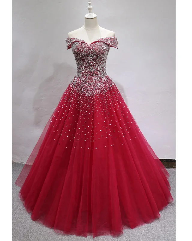 Bling Bling Off the Shoulder ball Gown Prom Dress with beading Girls  Quinceanera Sweet 16 Dress Popular unclassified dresses