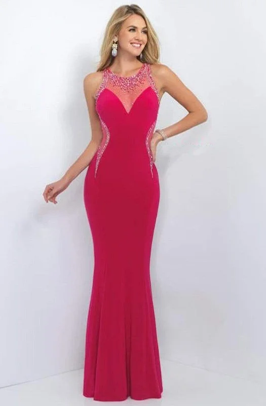 Blush - 11080SC Jewel Sheath Jersey Evening Gown Soft fabric unclassified dresses