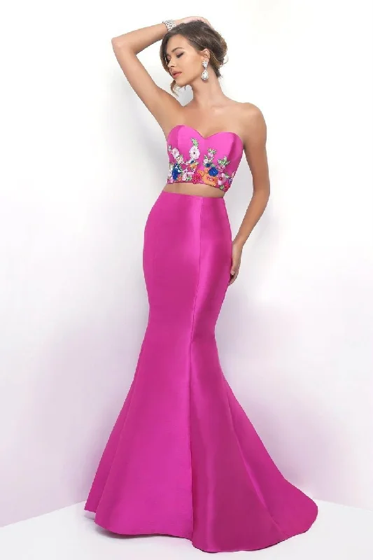 Blush - 11341SC Embroidered Design Satin Mermaid Gown Trendy unclassified dresses