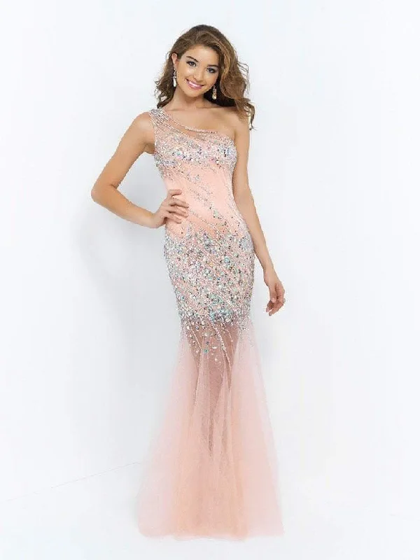 Blush - Asymmetrical Trumpet Evening Gown X233SC Smocked unclassified dresses