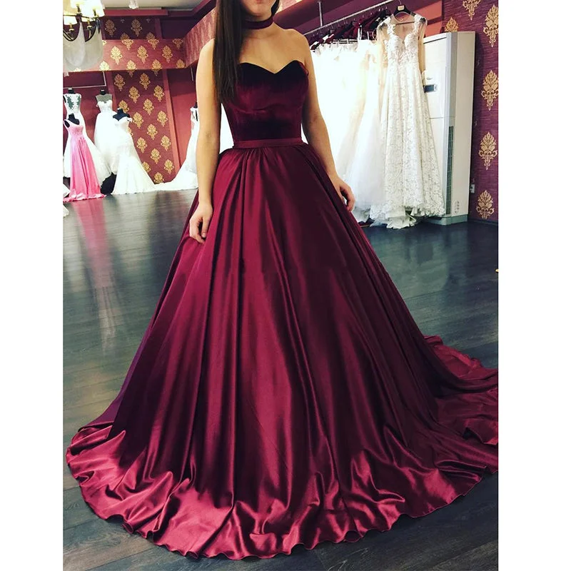 Burgundy Ball Gown Prom Dresses Sweetheart Girls Graduation Dresses Evening Masquerade Gown Designer unclassified dresses