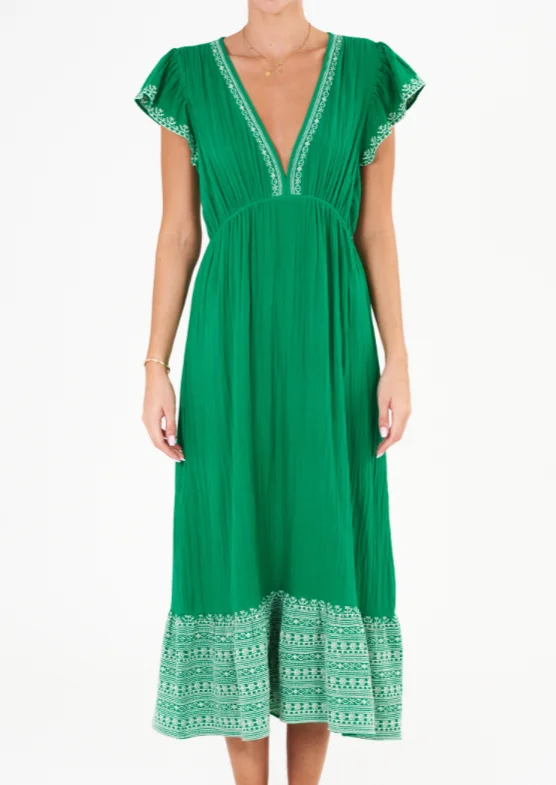 Cella Embroidered Dress- Green Elegant evening unclassified dresses