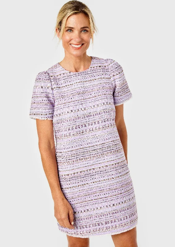 Chloe Tweed Dress- Lavender Stripe Monochrome unclassified dresses