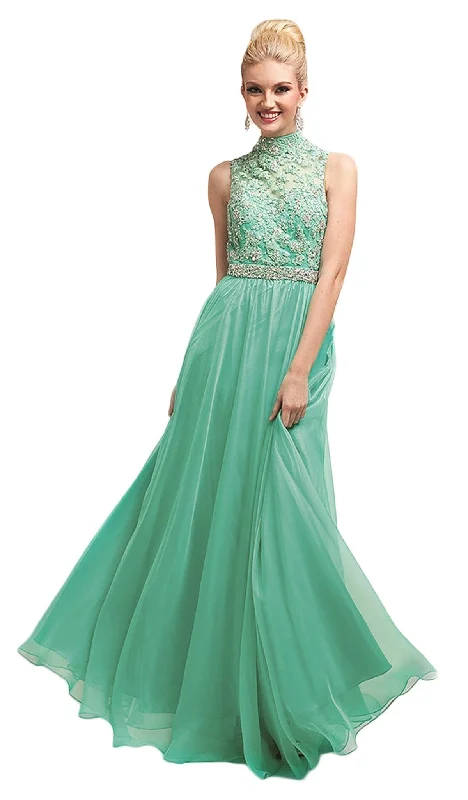 Cinderella Divine - 7952 Embroidered High Neck Evening Dress Breathable unclassified dresses