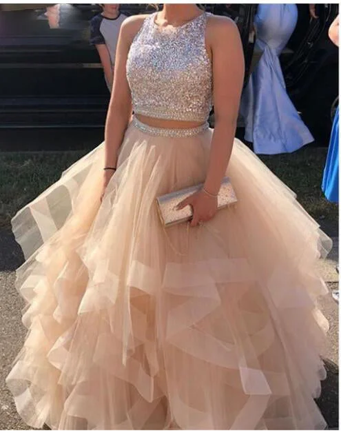 Crop Top Two Pieces Ball Gown Quinceanera  Sweet 16 Prom Dress for Girls Graduation PL0921 Floral unclassified dresses