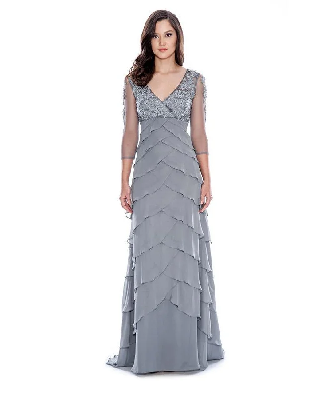 Decode 1.8 - Dress 183184SC Sheer Sleeve V Neck Tiered Gown Neutral tone unclassified dresses