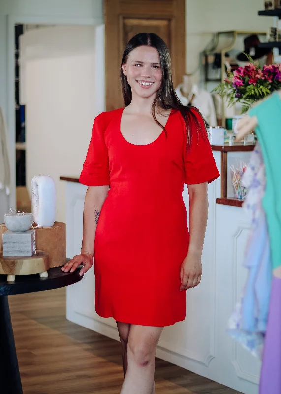 Donnie Scoop Neck Dress—Tomato Red**FINAL SALE** Plus size unclassified dresses