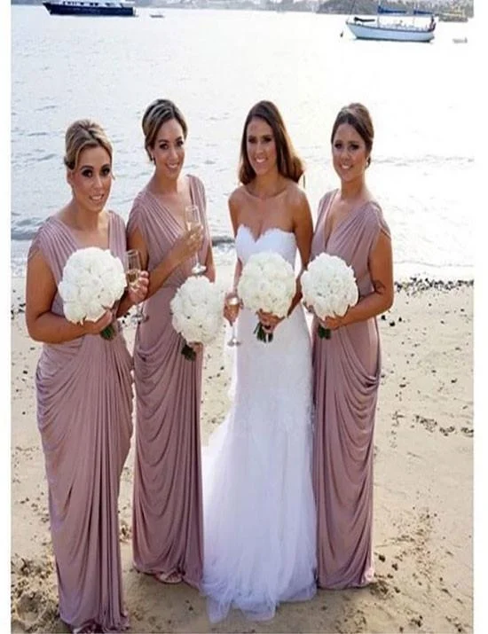 Elegant bridesmaid dress,V-neck bridesmaid dress,Ruffles bridesmaid dress ,Simple Bridesmaid dress ,PD80 Y2K unclassified dresses