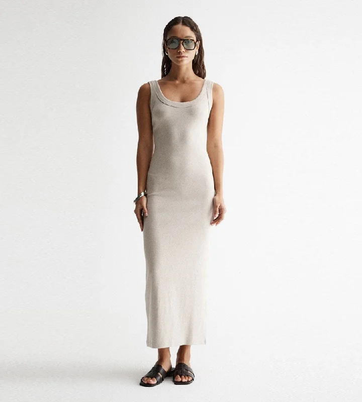 Elka Collective Sienna Tank Dress | Oat Off-shoulder Tank Dress