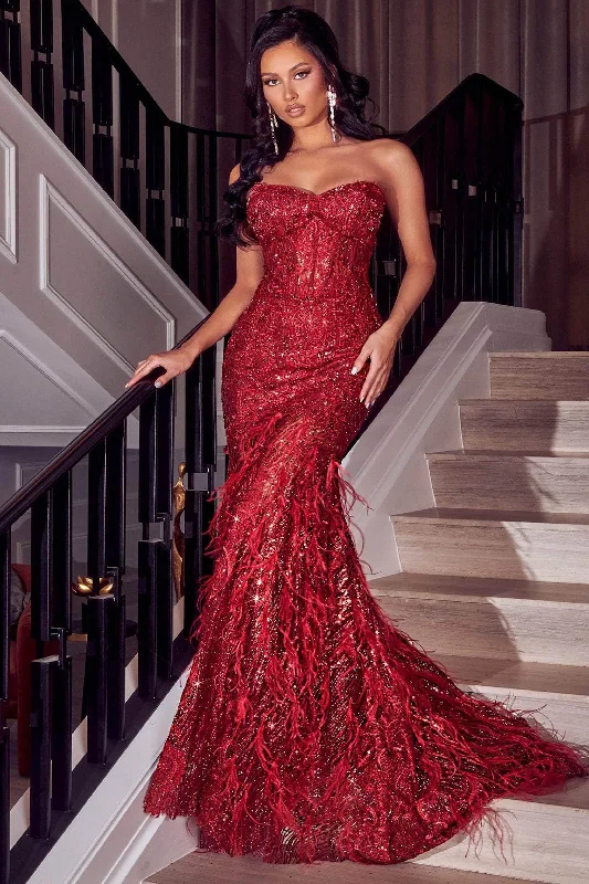 Enchanting Red Feather Gown for Unforgettable Occasions by Portia and Scarlett Trendy unclassified dresses