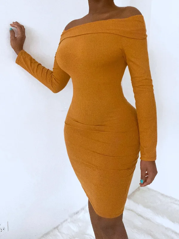 ESSENTIAL OFF-SHOULDER RIBBED | DRESS Backless unclassified dresses