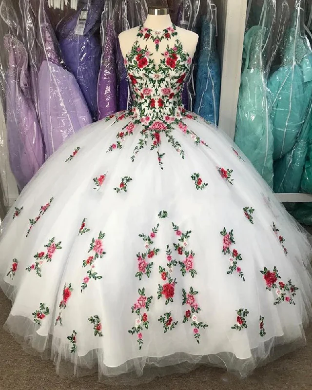 Fabulous White 3D Flowers Ball Gown Quinceanera Dresses Vestidos 15 Anos PL0706 Smocked unclassified dresses